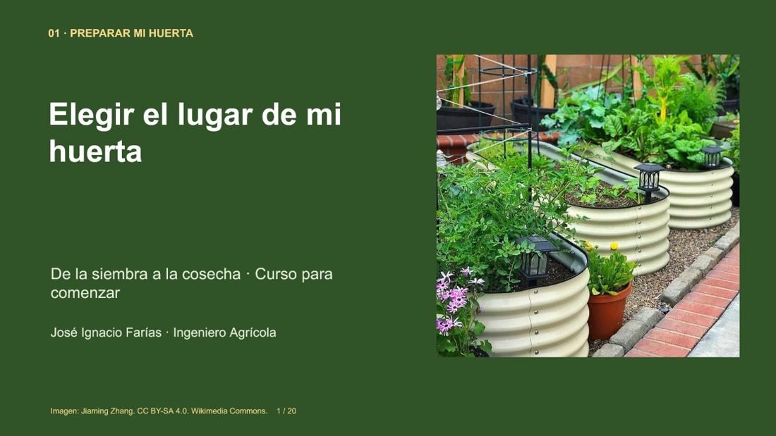 Portada real de la clase Elegir el lugar de mi huerta